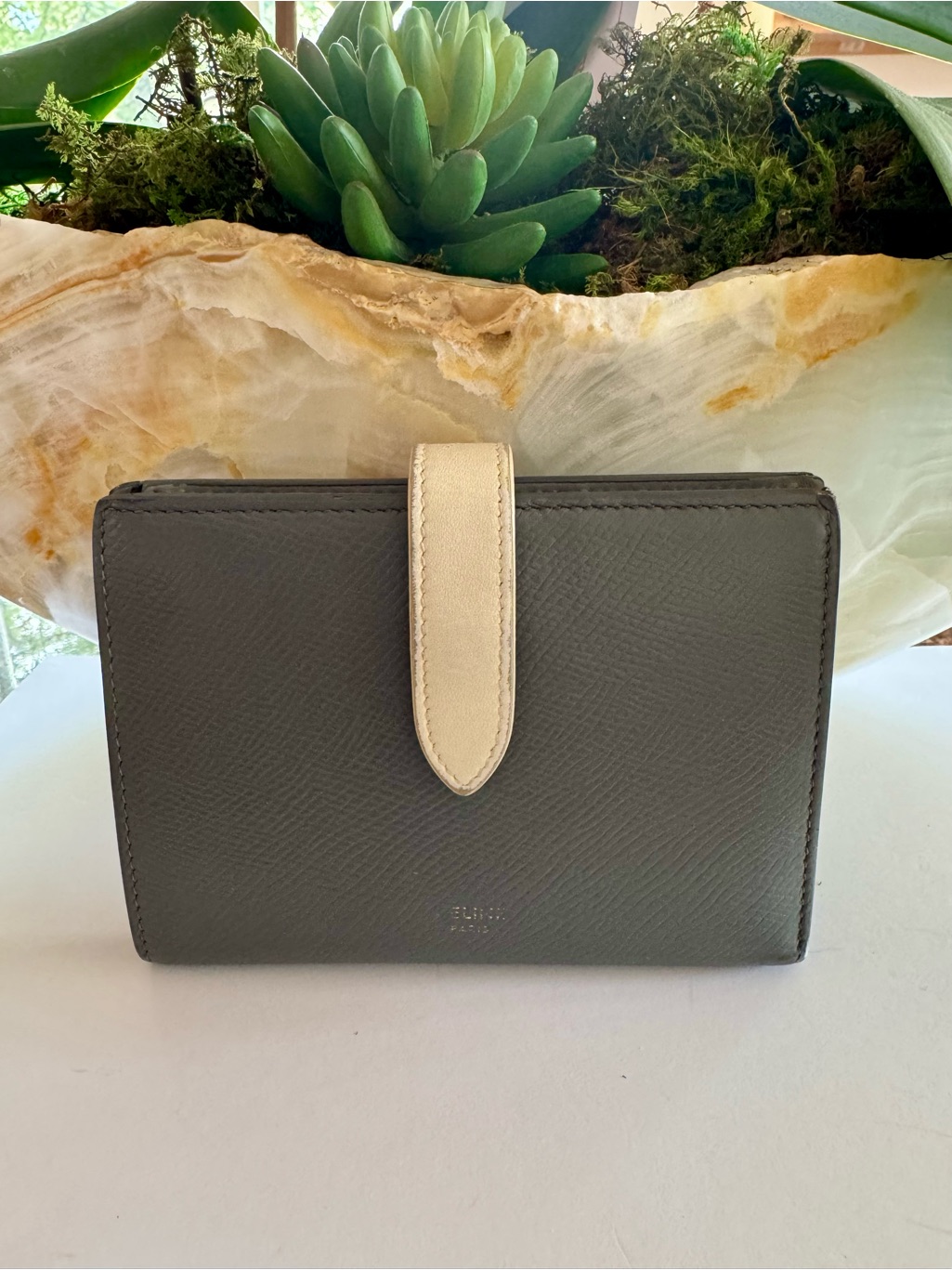 Gorgeous Gray Celine Leather With Cream Strap